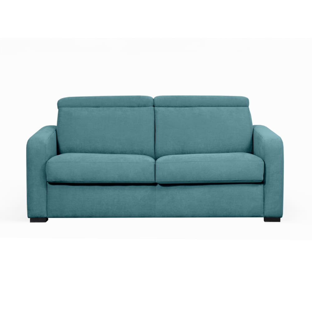 Canapé convertible couchage 160x190cm en tissu bleu canard