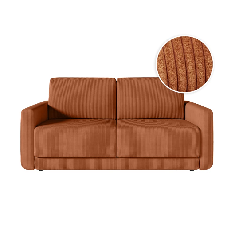 Canapé convertible couchage 140x190cm matelas 17cm velours terracotta