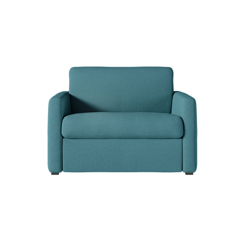 Fauteuil convertible couchage 70x190cm tissu bleu canard  matelas 13cm