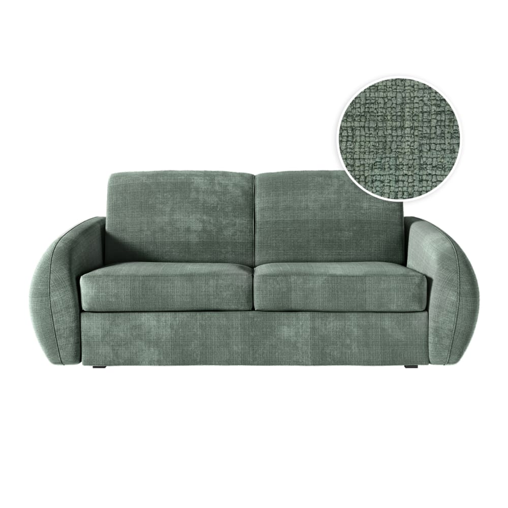 Canapé convertible couchage 140x190cm - matelas 13cm - tissu vert