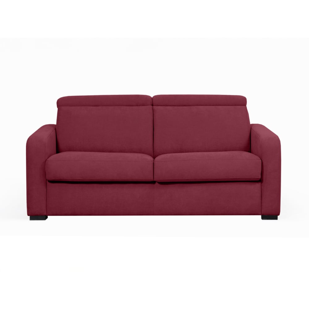 Canapé convertible couchage 160x190cm en tissu bordeaux