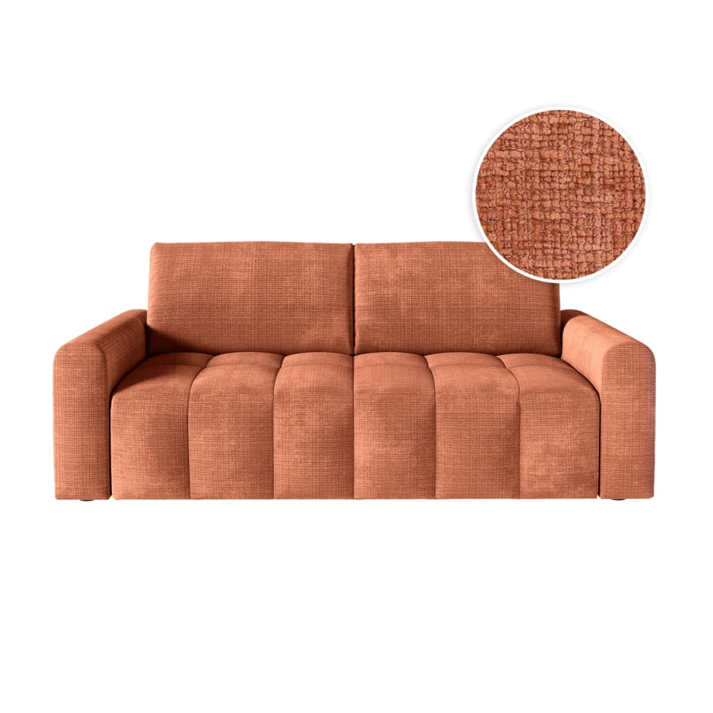 Canapé convertible couchage 140x190cm matelas 13cm tissu terracotta