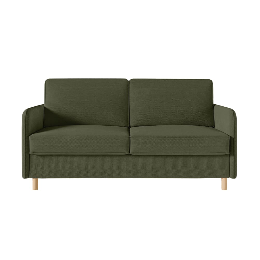 Canapé convertible couchage 140x190cm - matelas 14cm tissu vert kaki