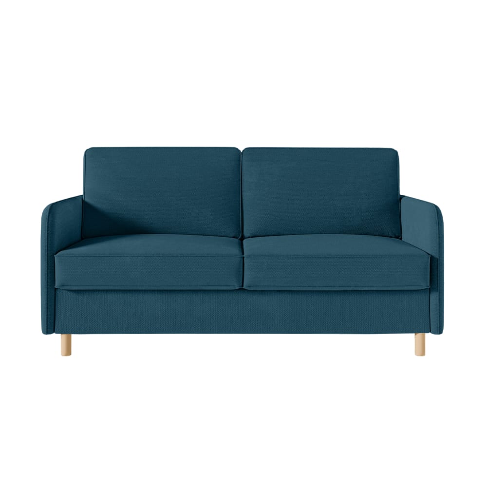 Canapé convertible couchage 140x190cm - matelas 14cm tissu bleu