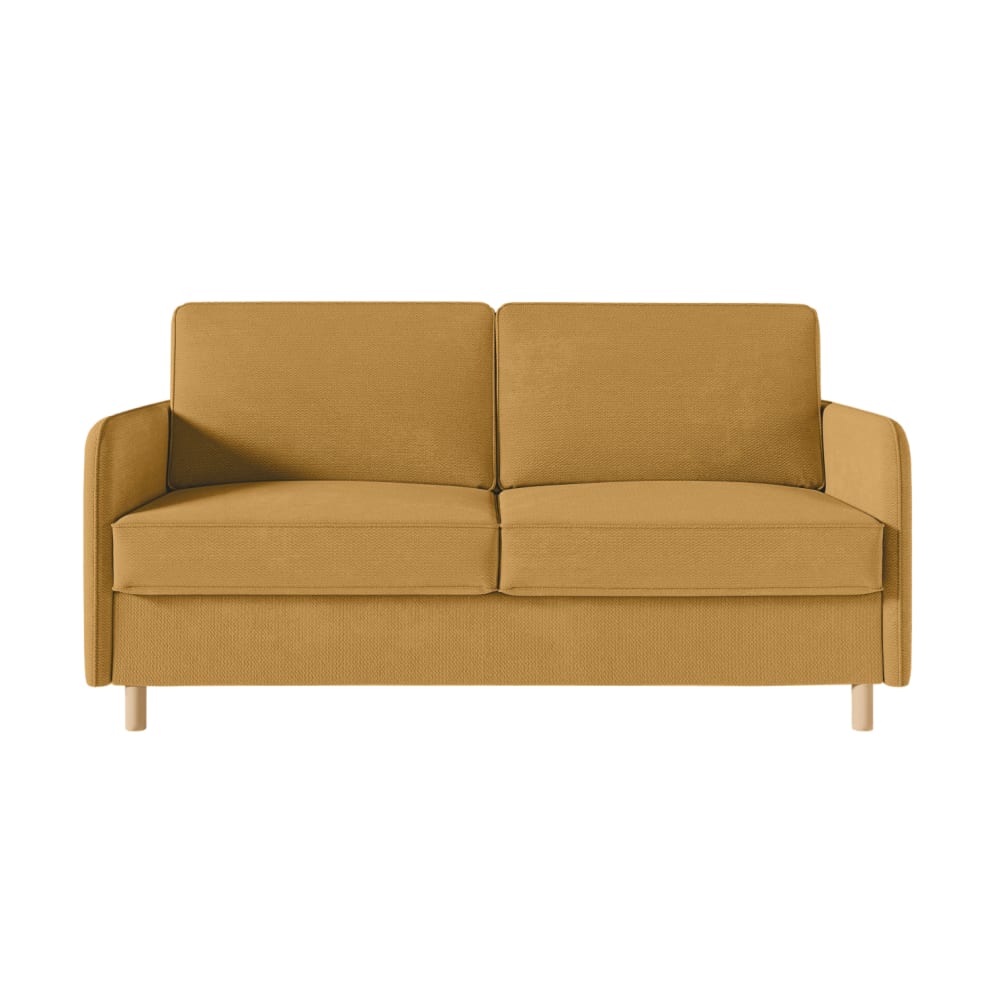 Canapé convertible couchage 160x190cm - matelas 14cm tissu jaune