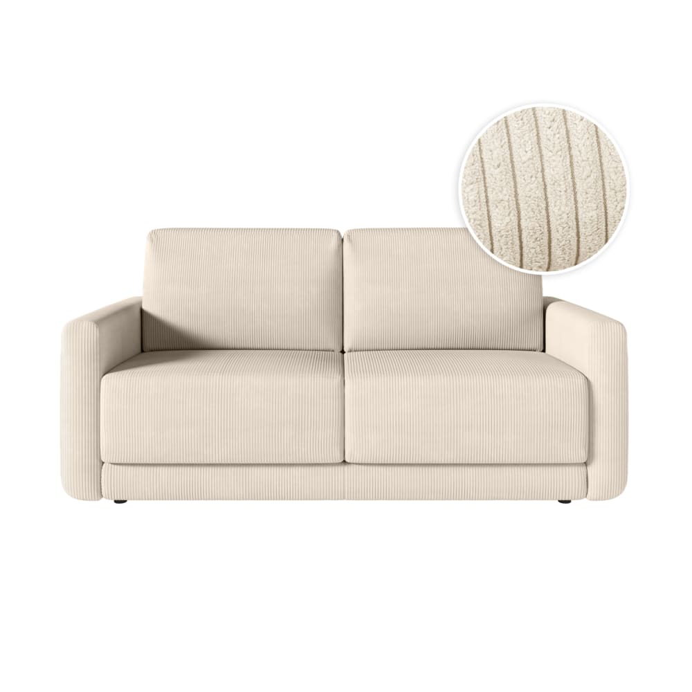 Canapé convertible couchage 160x190cm - matelas 17cm -  velours beige