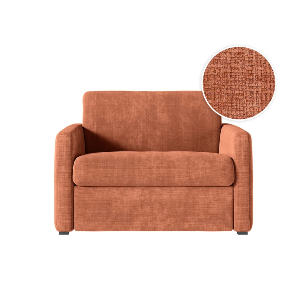 Fauteuil convertible couchage 70x190cm tissu terracotta  matelas 13cm