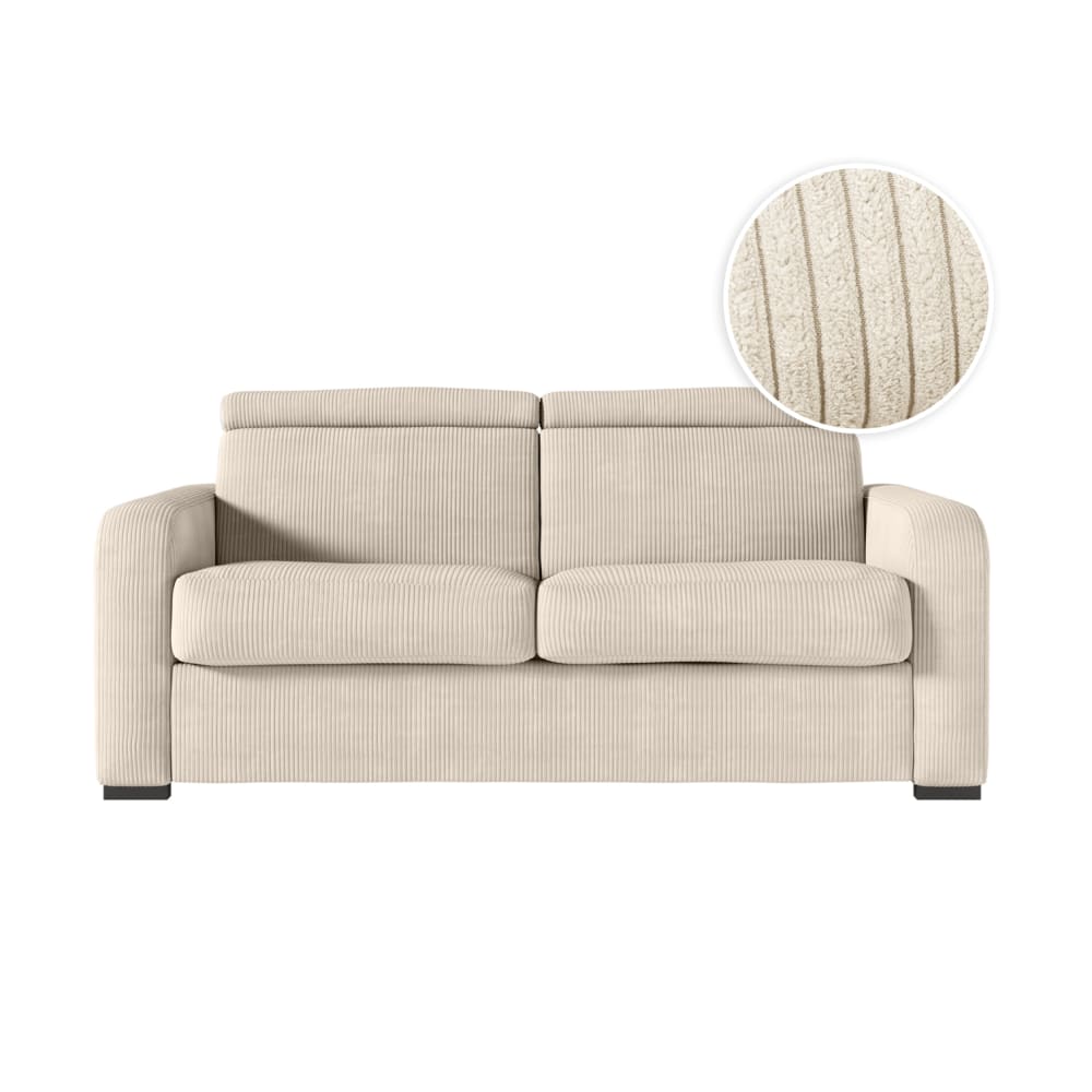 Canapé convertible couchage 160x190cm en velours côtelé beige