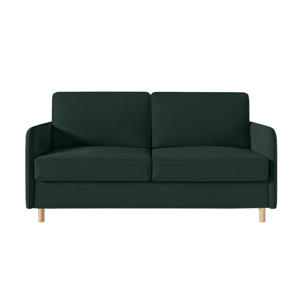 Canapé convertible couchage 160x190cm - matelas 14cm tissu vert foncé