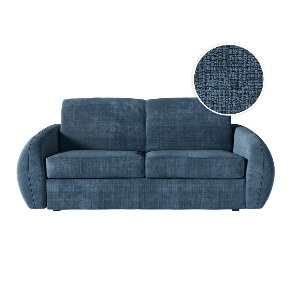 Canapé convertible couchage 140x190cm - matelas 13cm - tissu bleu