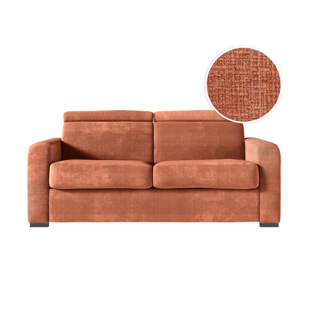 Canapé convertible couchage 160x190cm en tissu chenille terracotta