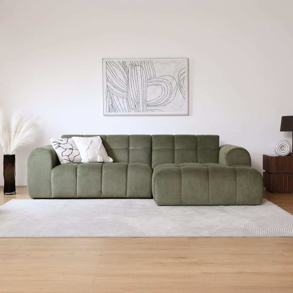 Canapé d'angle 3 places nuage en velours vert