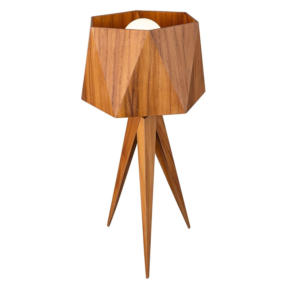 Lampe à poser Placage de bois naturel, Aluminium plaqué nickel — vue 4