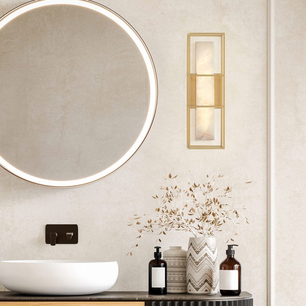 Applique Murale Acier, Albâtre Or Brossé - Maisons du Monde