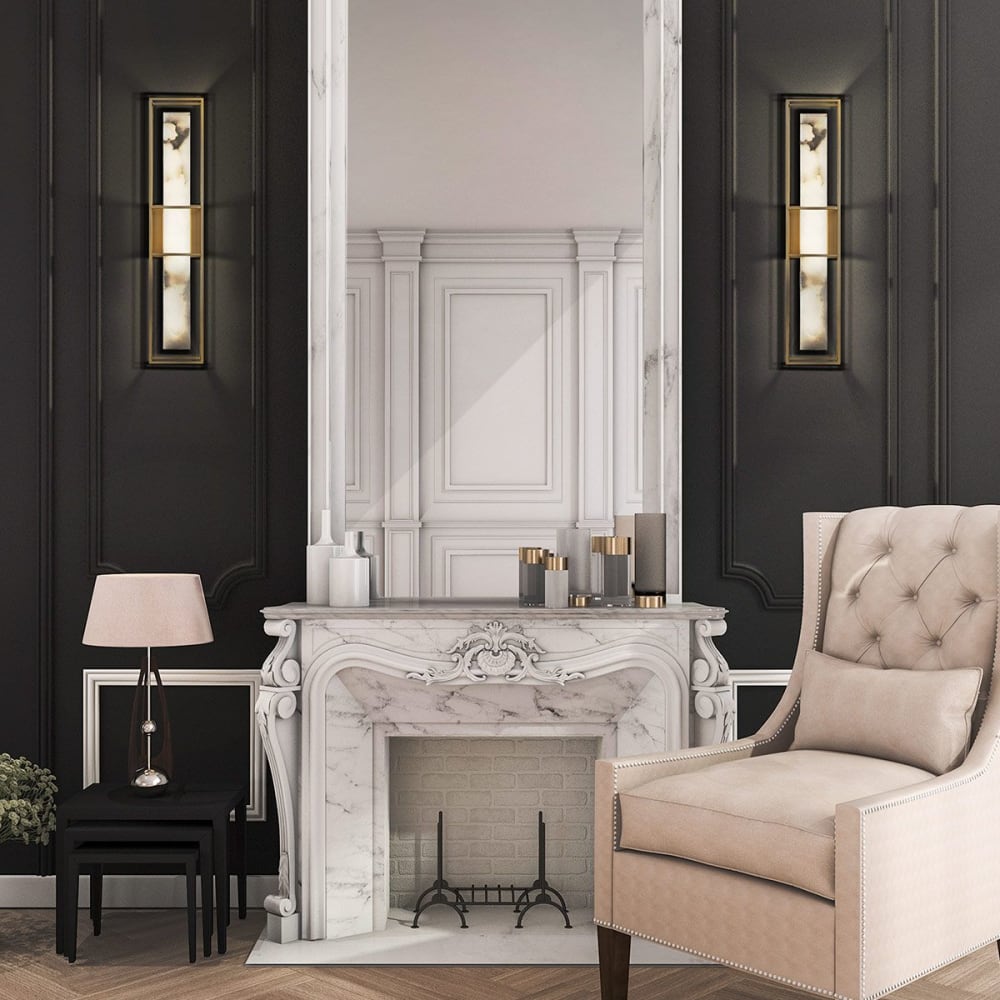 Applique Murale Acier, Albâtre Or Brossé - Maisons du Monde