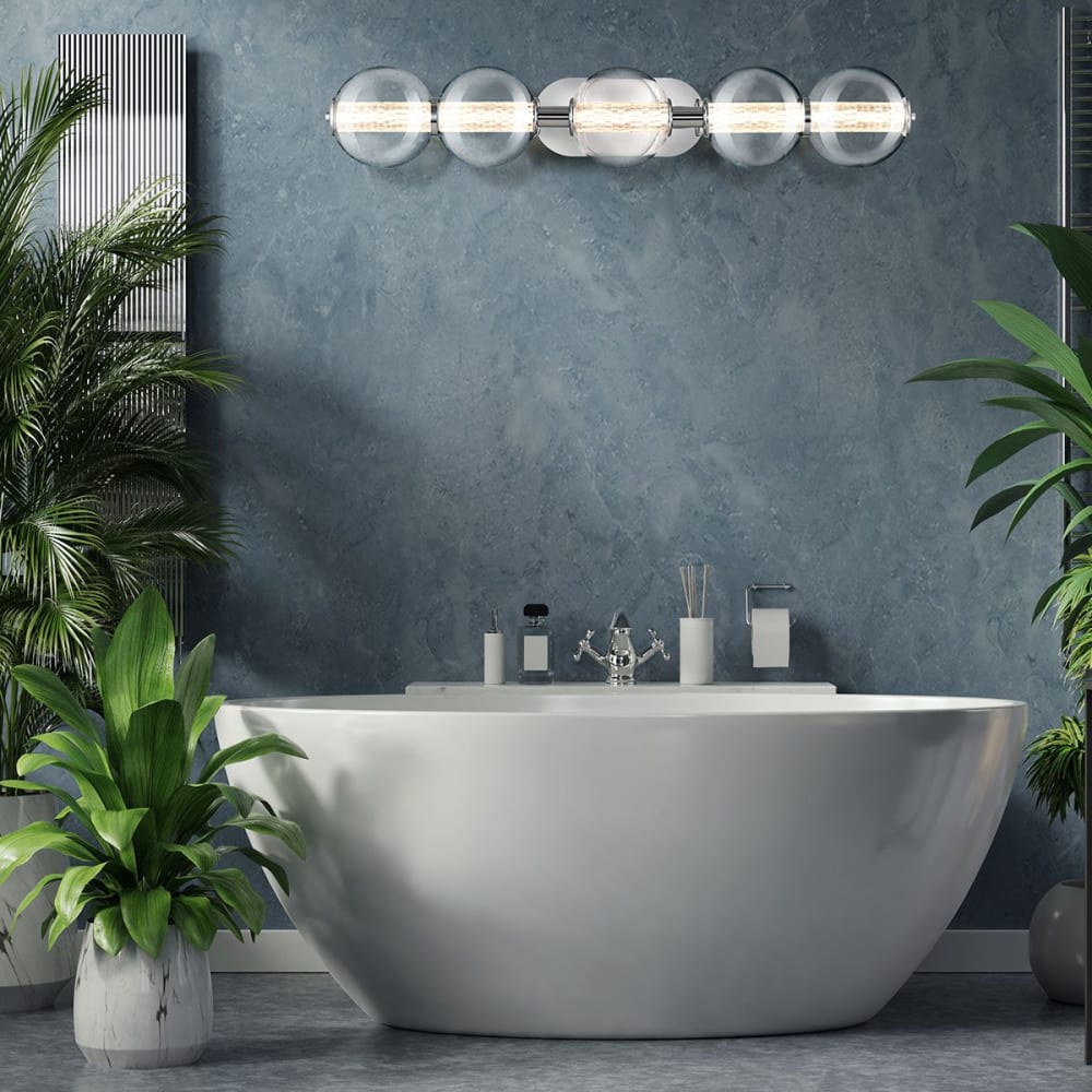 Applique Murale Aluminium, Acier, Verre transparent Chrome Poli