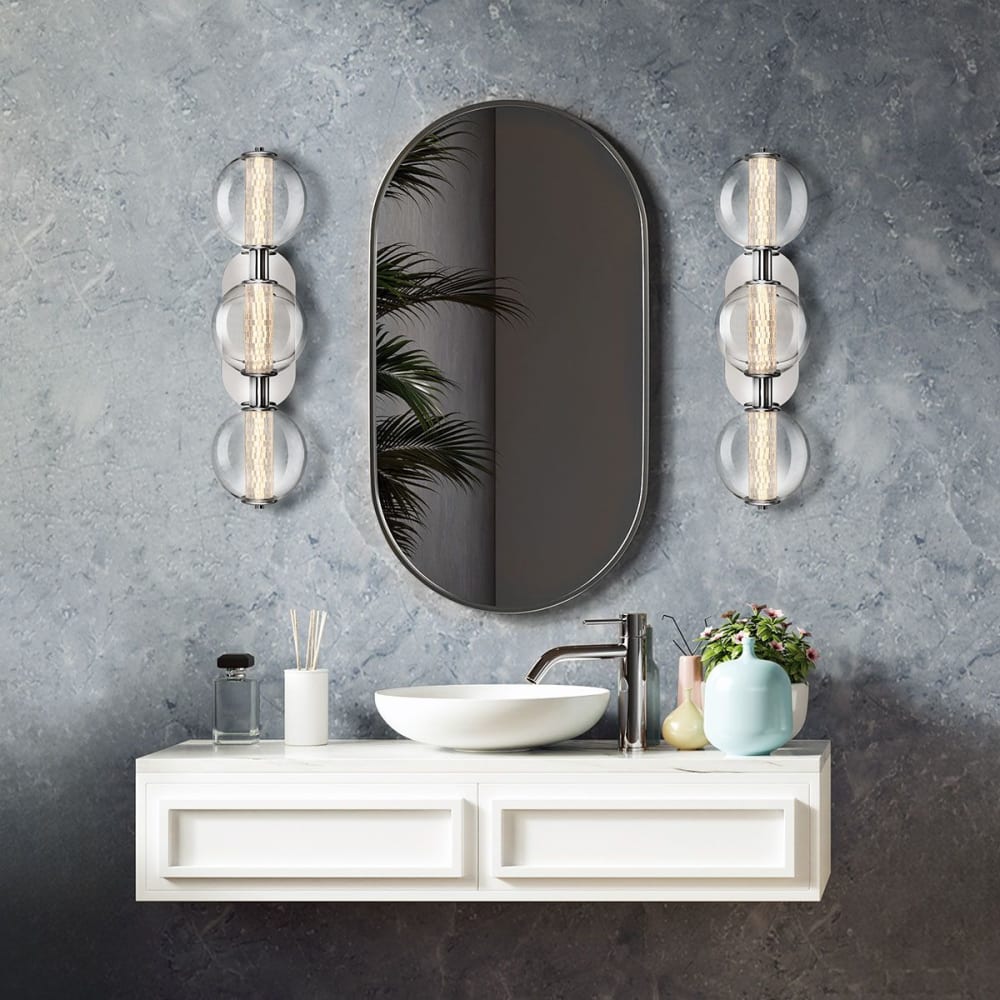 Applique Murale Aluminium, Acier, Verre transparent Chrome Poli