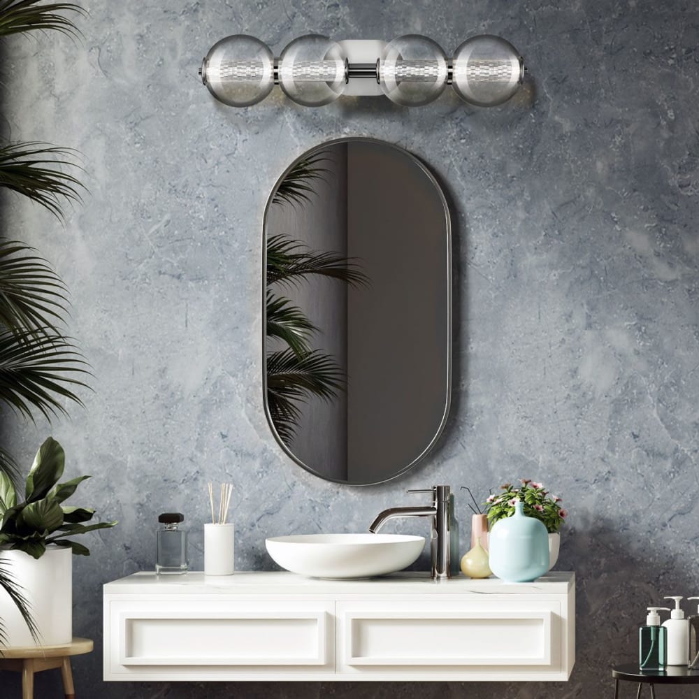 Applique Murale Aluminium, Acier, Verre transparent Chrome Poli