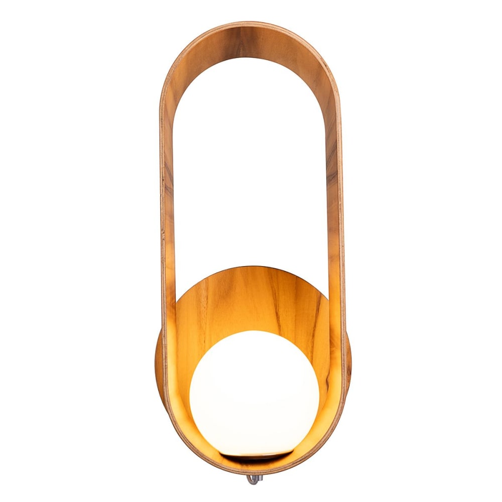 Applique Murale bois naturel, Verre opale, Aluminium Plaqué nickel — vue 3