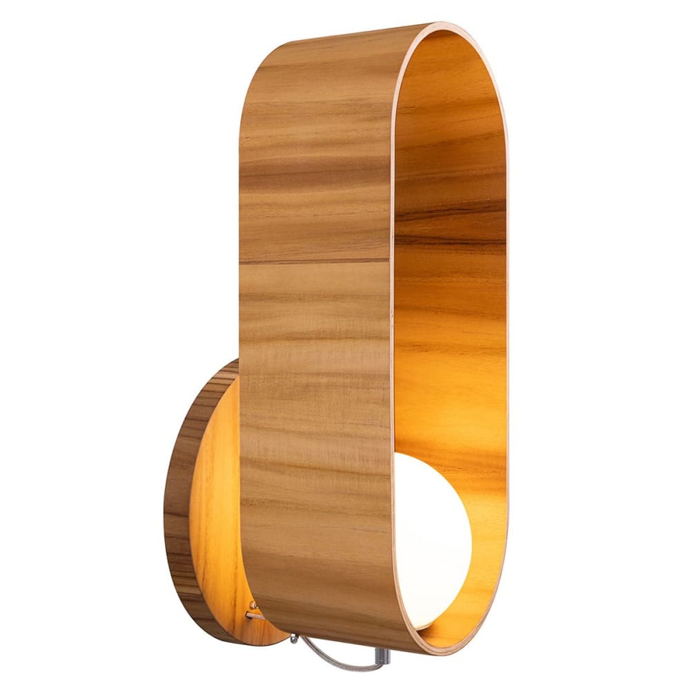 Applique Murale bois naturel, Verre opale, Aluminium Plaqué nickel — vue 4