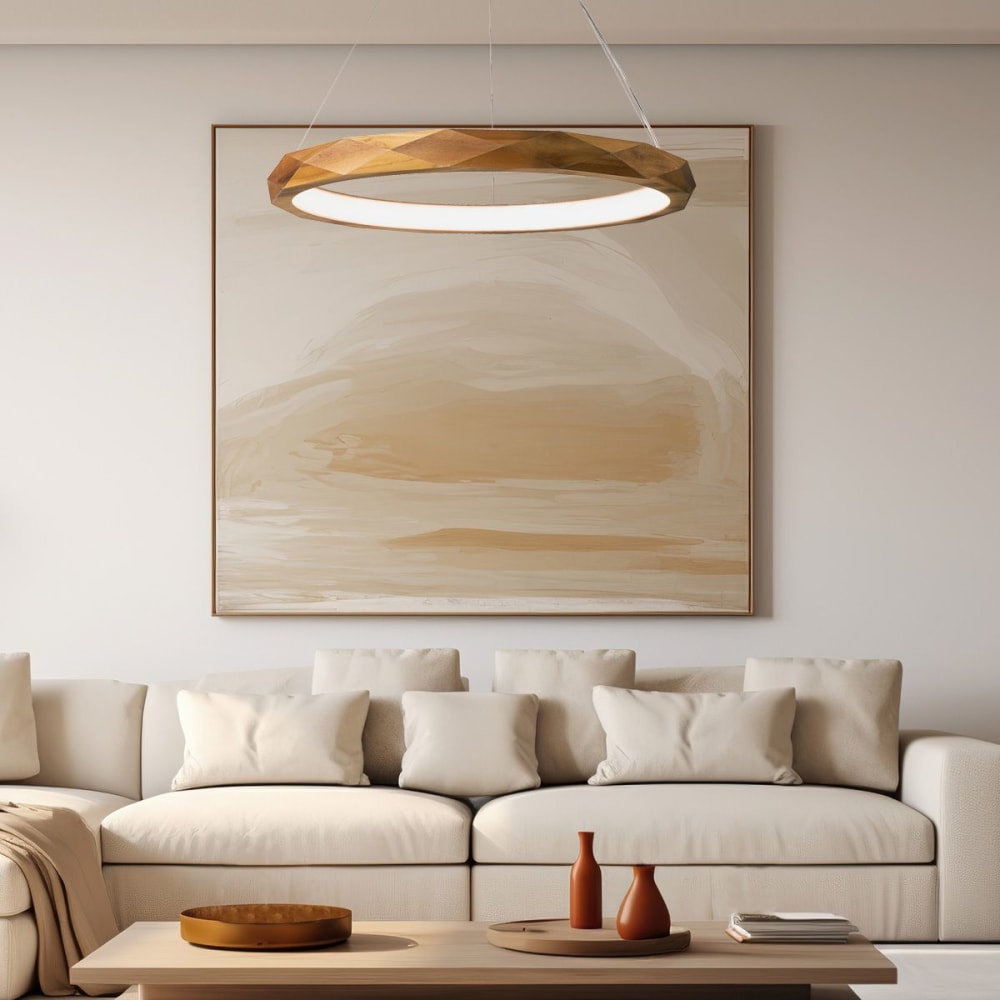 Supension LED,Placage de bois naturel, Aluminium plaqué nickel — vue 4