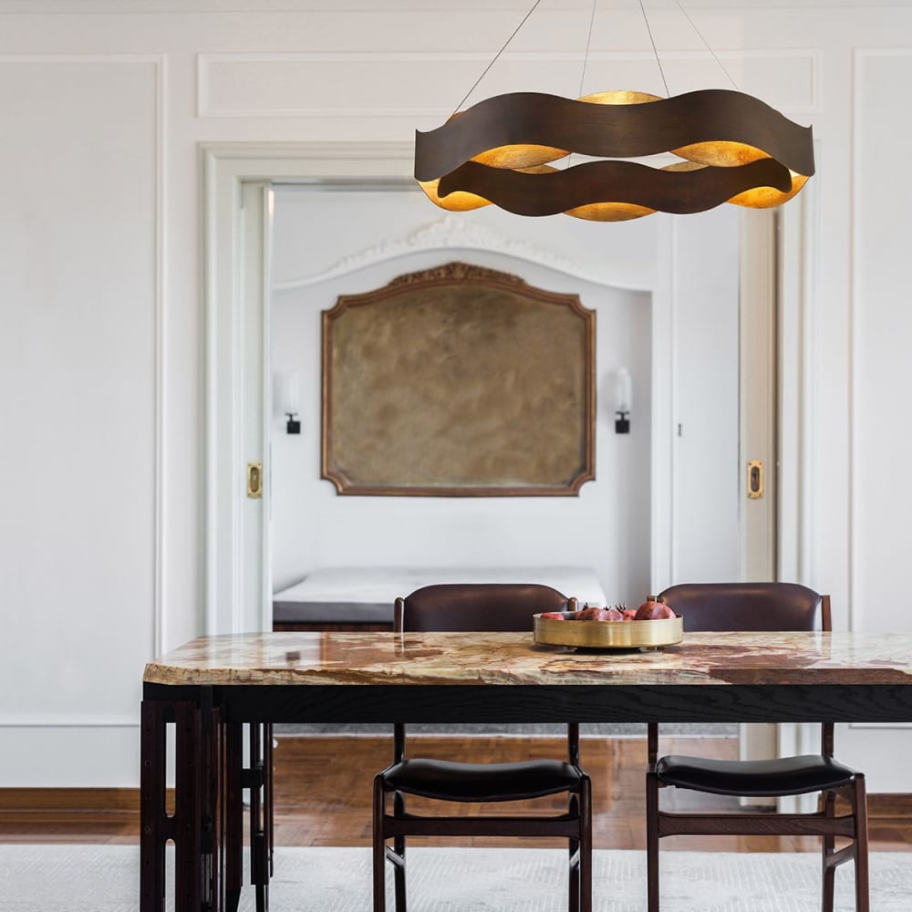 Lustre Acier Bronze et or brossé — vue 3