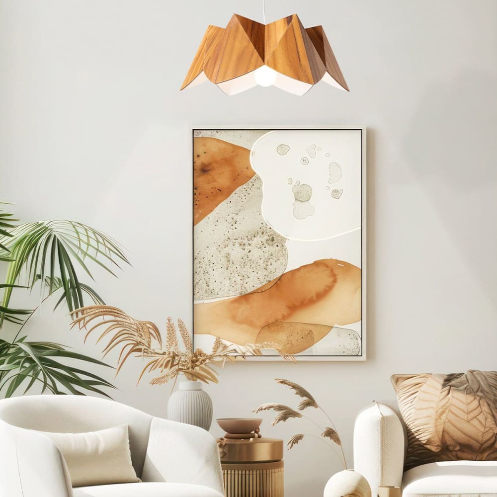 Supension Lumineuse Placage de bois naturel, Aluminium plaqué nickel — vue 3
