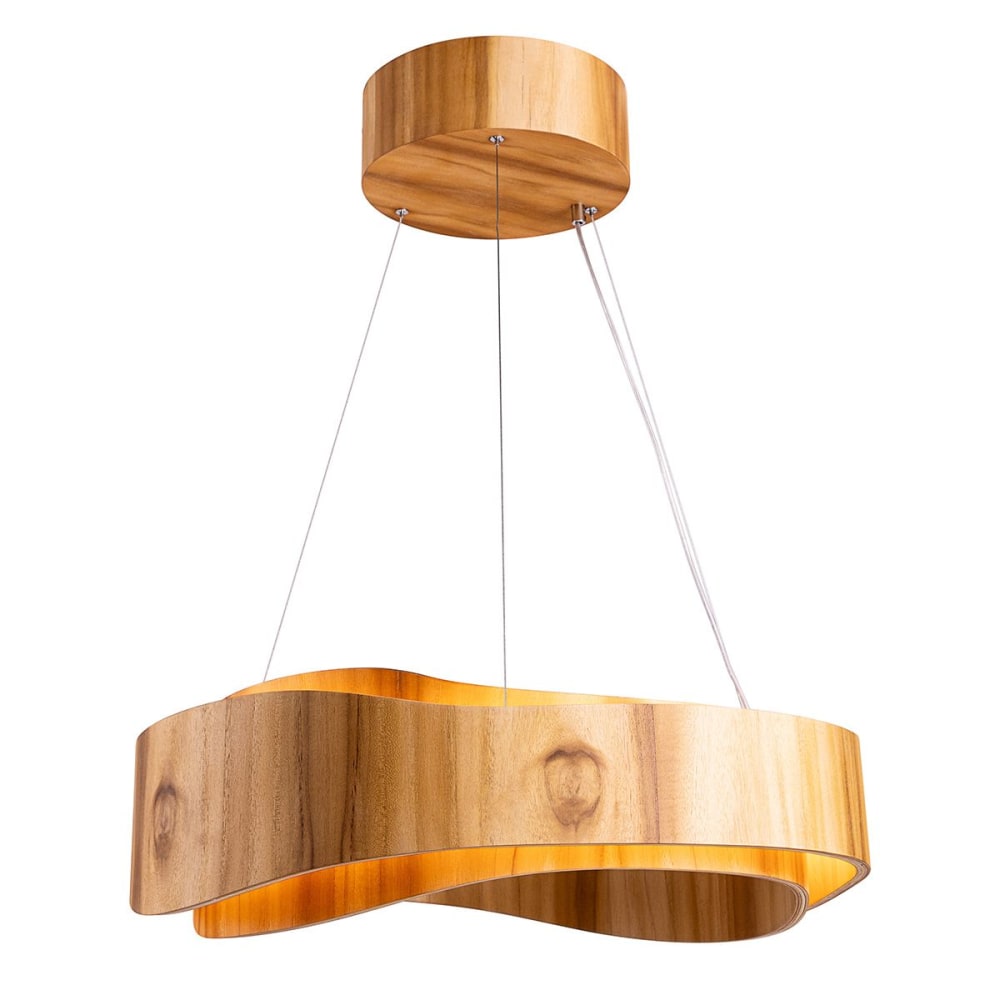 Suspension Anneau LED Large Placage de bois naturel, acrylique