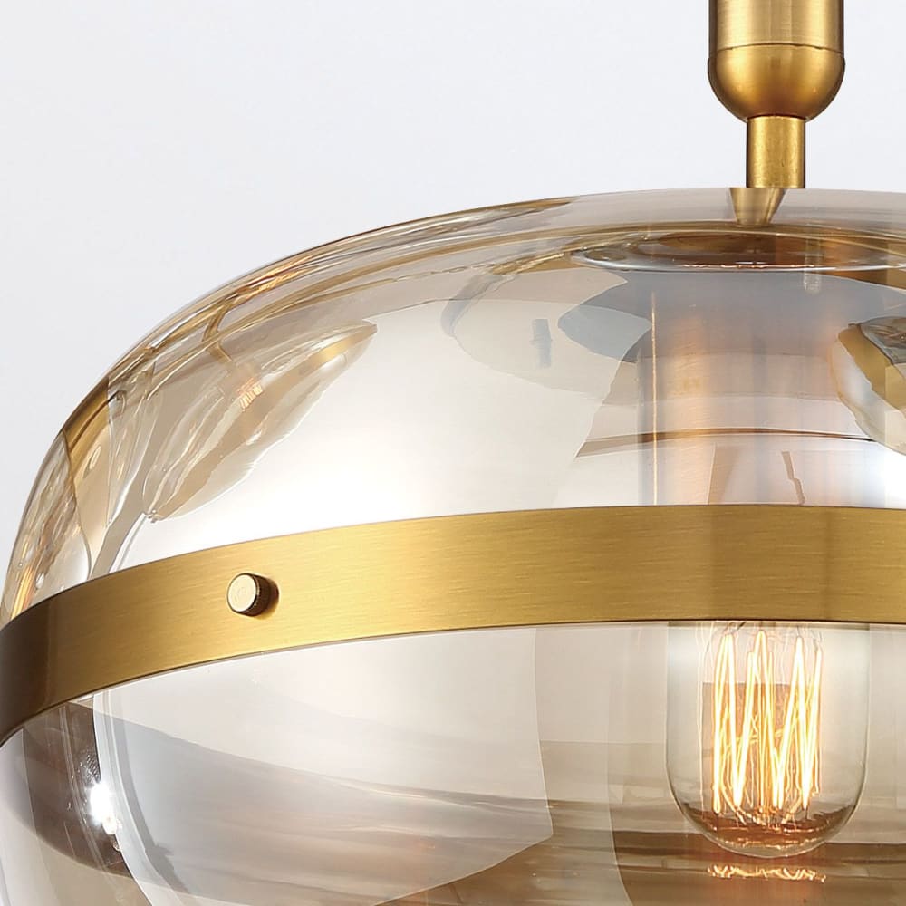 Suspension Acier, Verre Teinté Laiton Antique — vue 3