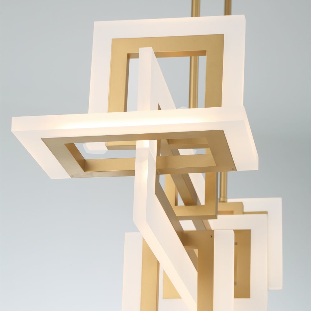Suspension Linéaire Aluminium, Acier, Acrylique blanc Or Brossé — vue 4
