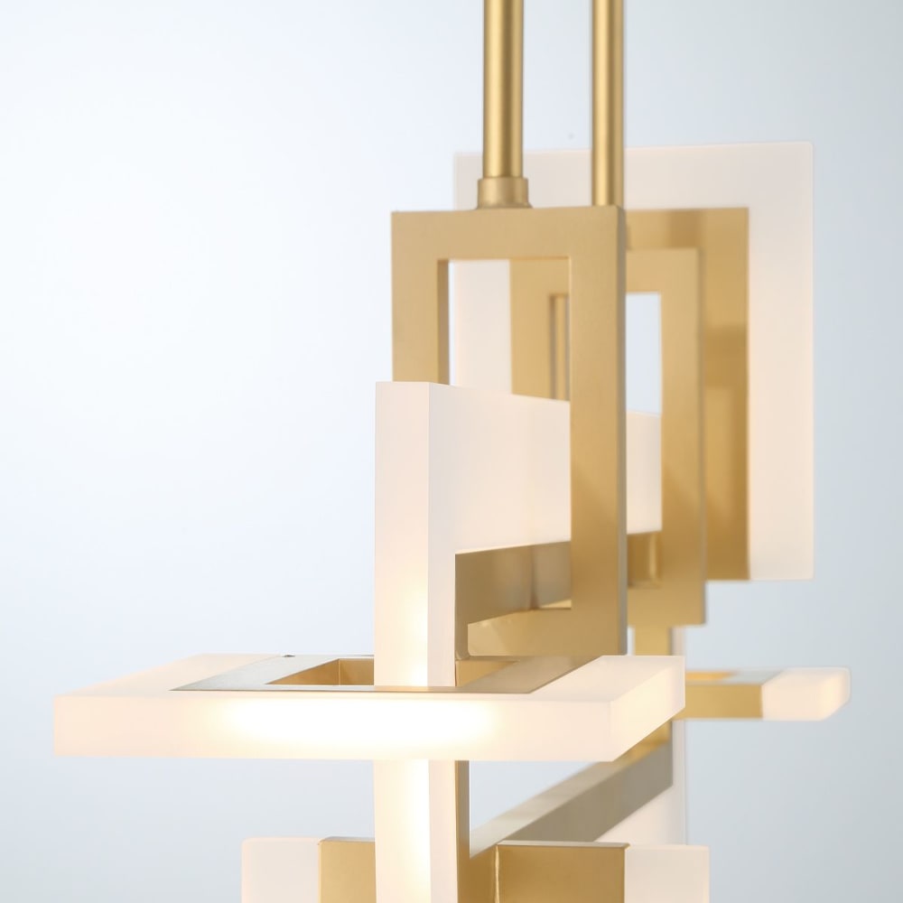 Suspension Linéaire Aluminium, Acier, Acrylique blanc Or Brossé — vue 4