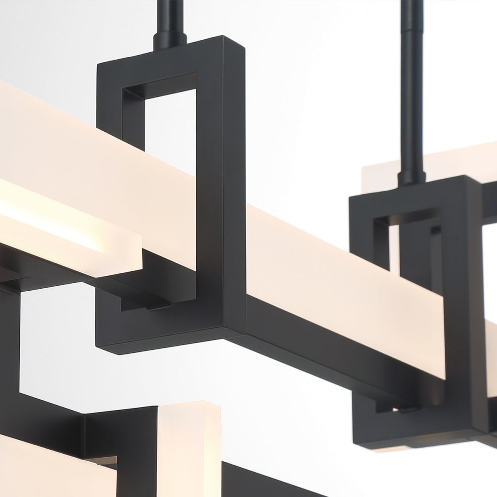 Suspension Linéaire Aluminium, Acier, Acrylique blanc Noir Mat — vue 4