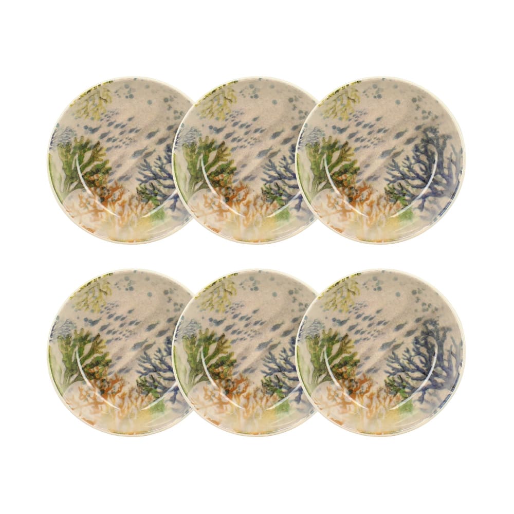 Lot de 6 coupelles motif aquatique en grès 600ml