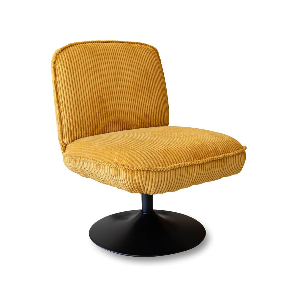 Fauteuil pivotant en - velours jaune