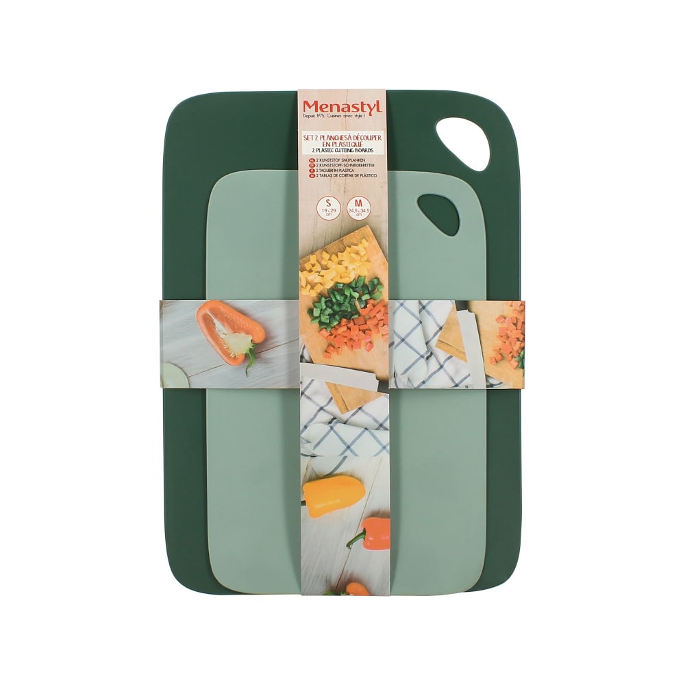 Lot de 2 planches à découper en plastique vert Lot de 2 planches à découper en plastique vert