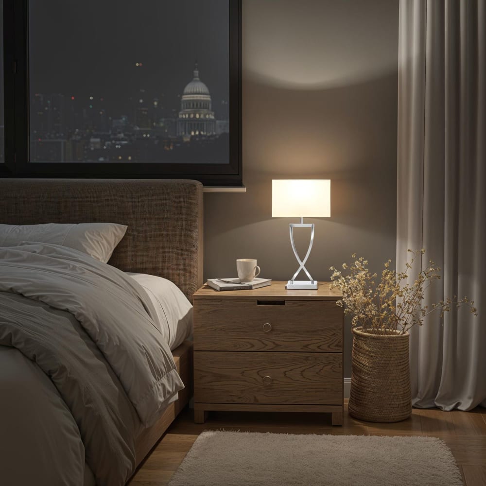 Lampe de table 60w design moderne et lumière non éblouissante chrome — vue 3