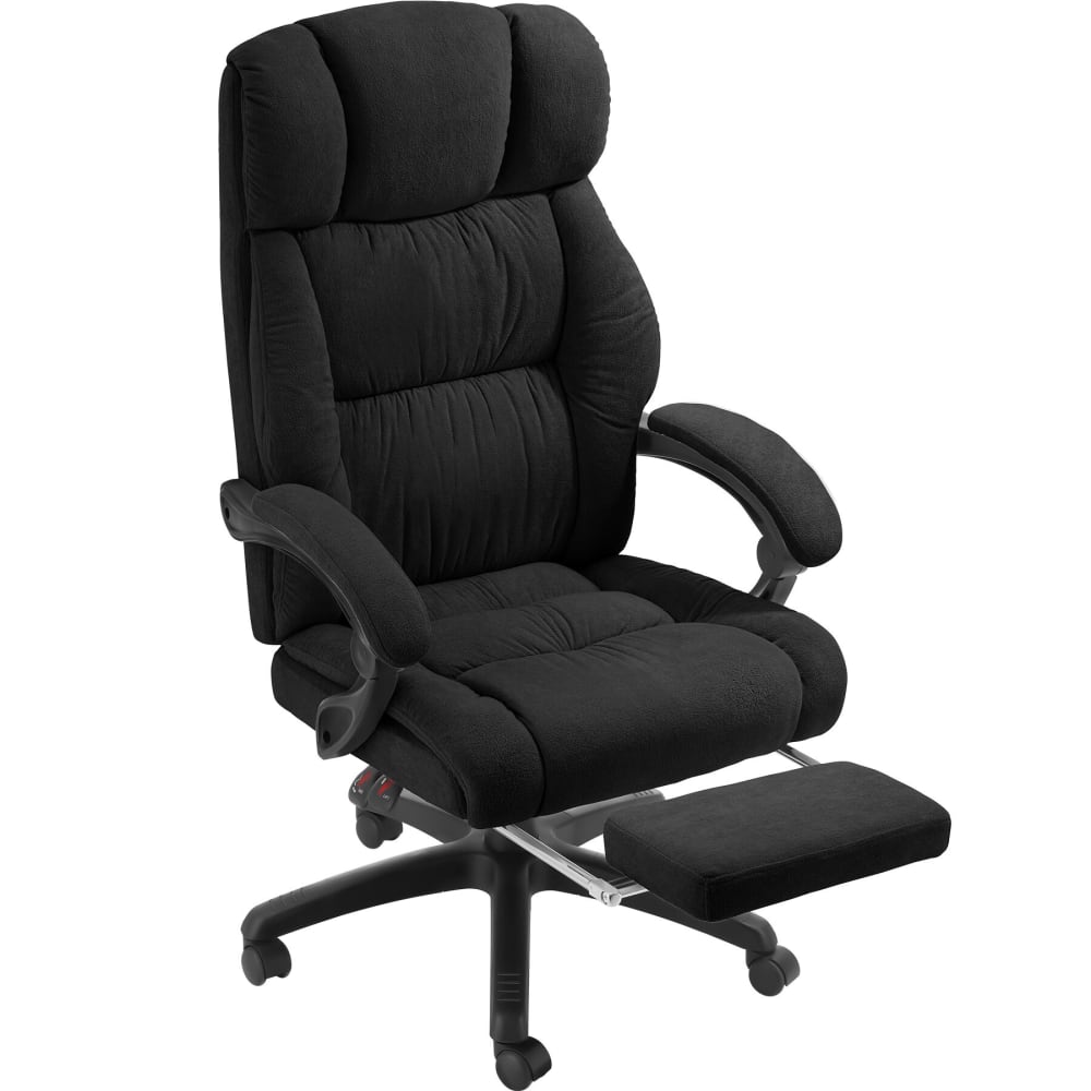 Chaise de bureau avec repose-pieds et revêtement en velours noir