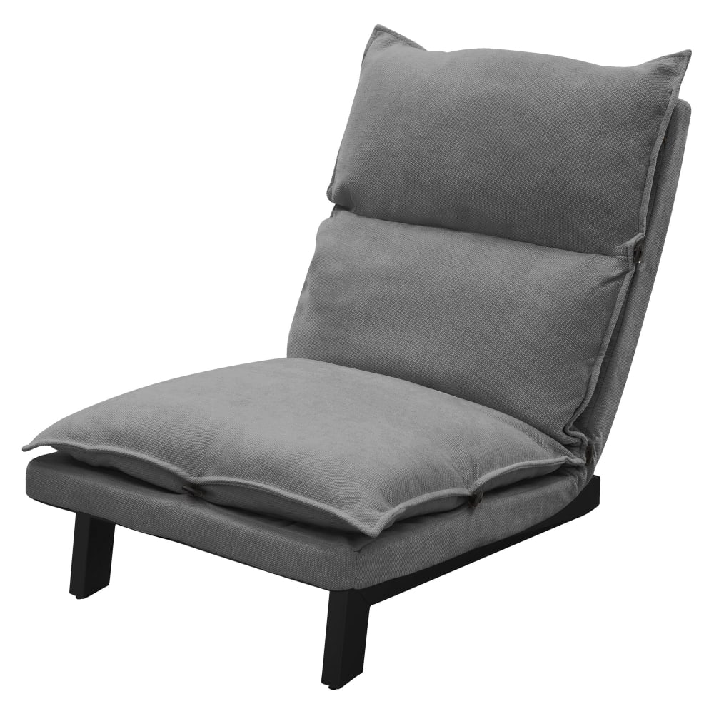 ML-Design Bodenstuhl mit Rückenlehne Grau gepolstert Leinenbezug Stahlgestell Grau Pes - Polyester