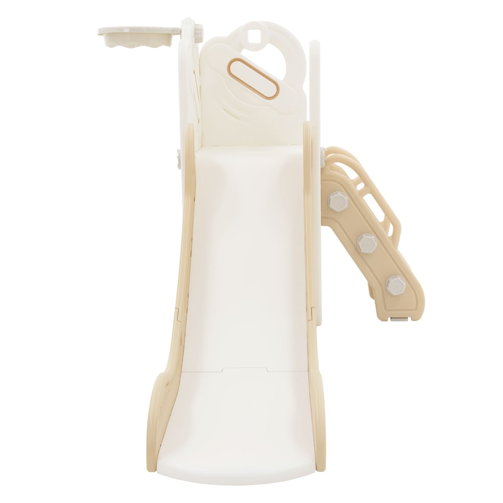 Toboggan enfants 3 en 1 blanc beige en plastique avec panier de basket