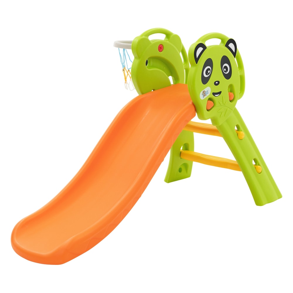 ECD Germany Kinderrutsche 2 in 1 mit Basketballkorb Grün-Orange Kunststoff orange Pp - Polypropylen