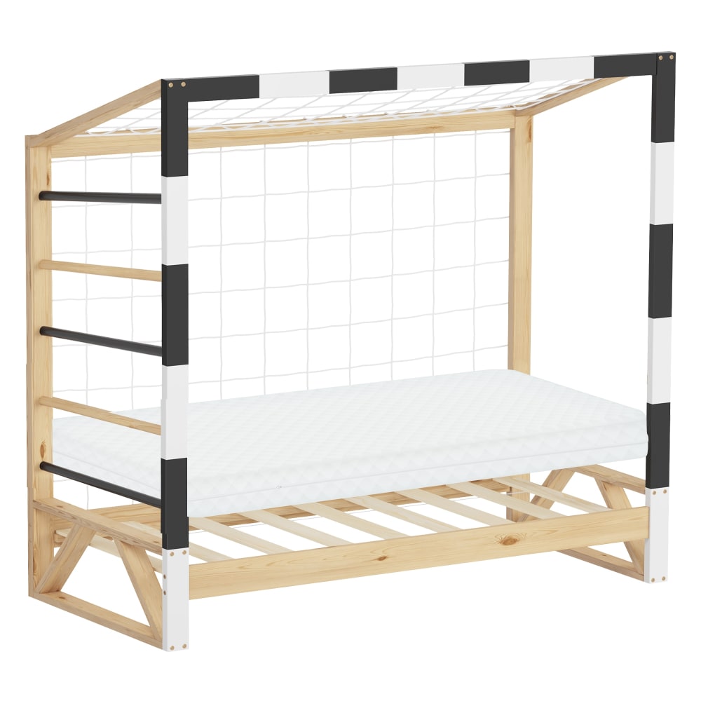 Lit enfant but de football 70x140 cm + matelas et échelle d'escalade