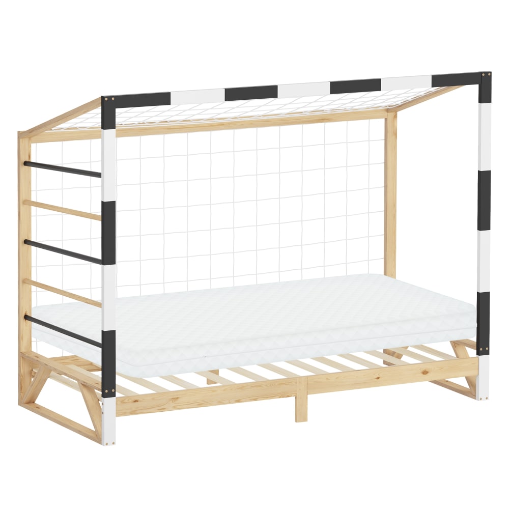 Lit enfant but de football 90x200 cm + matelas et échelle d'escalade