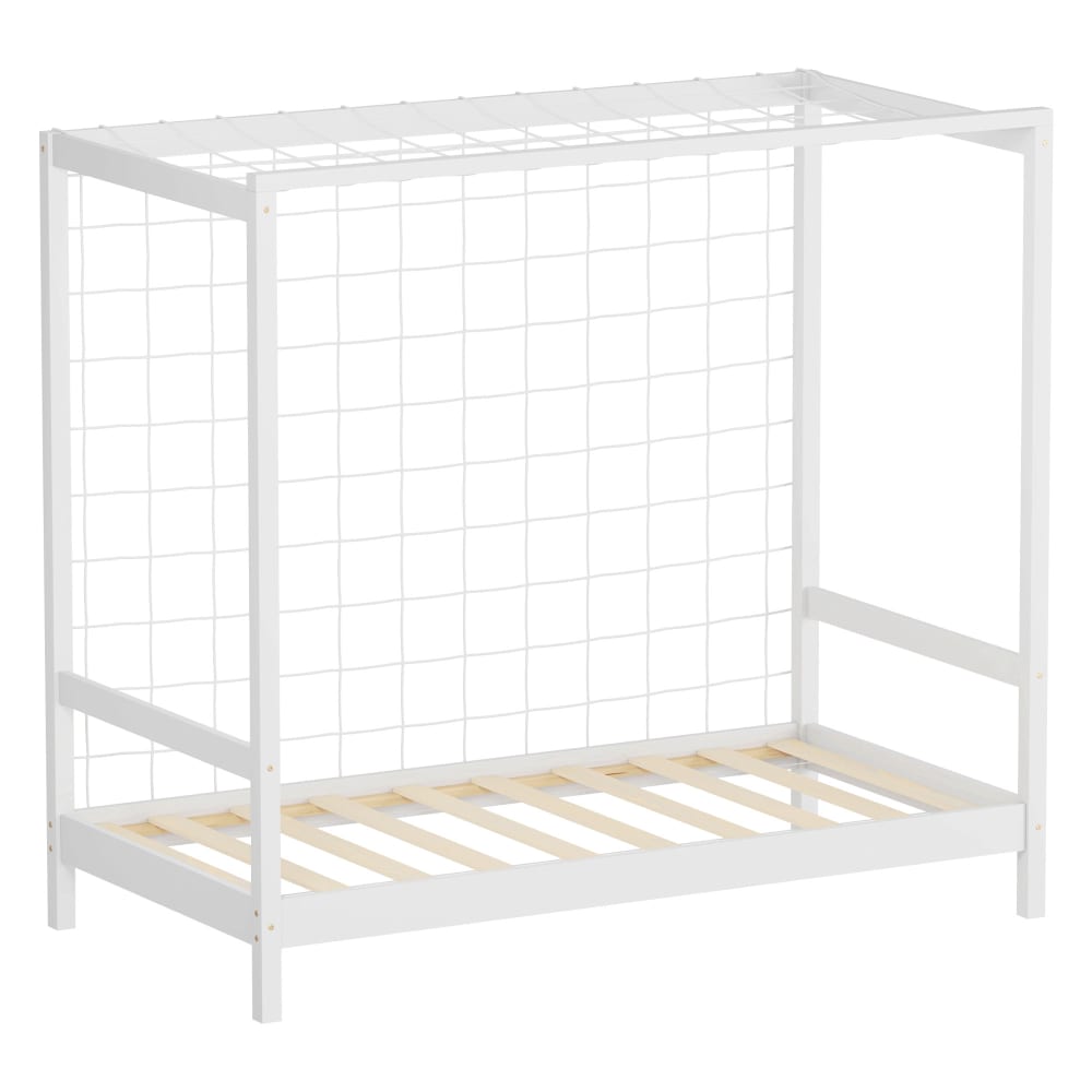 Lit enfant but de football 80x160 cm blanc bois avec sommier et filet