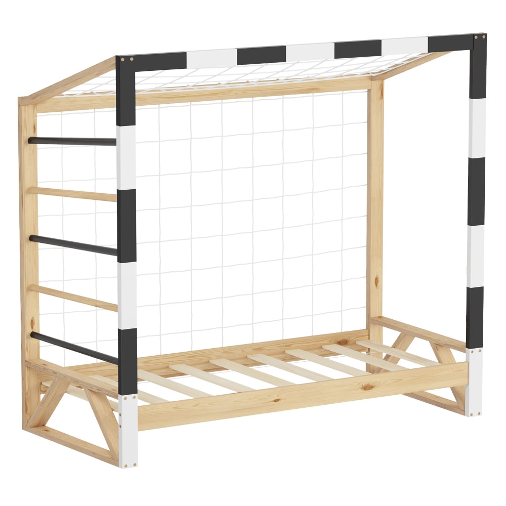 Lit enfant but de football 70x140 cm + sommier et échelle d'escalade