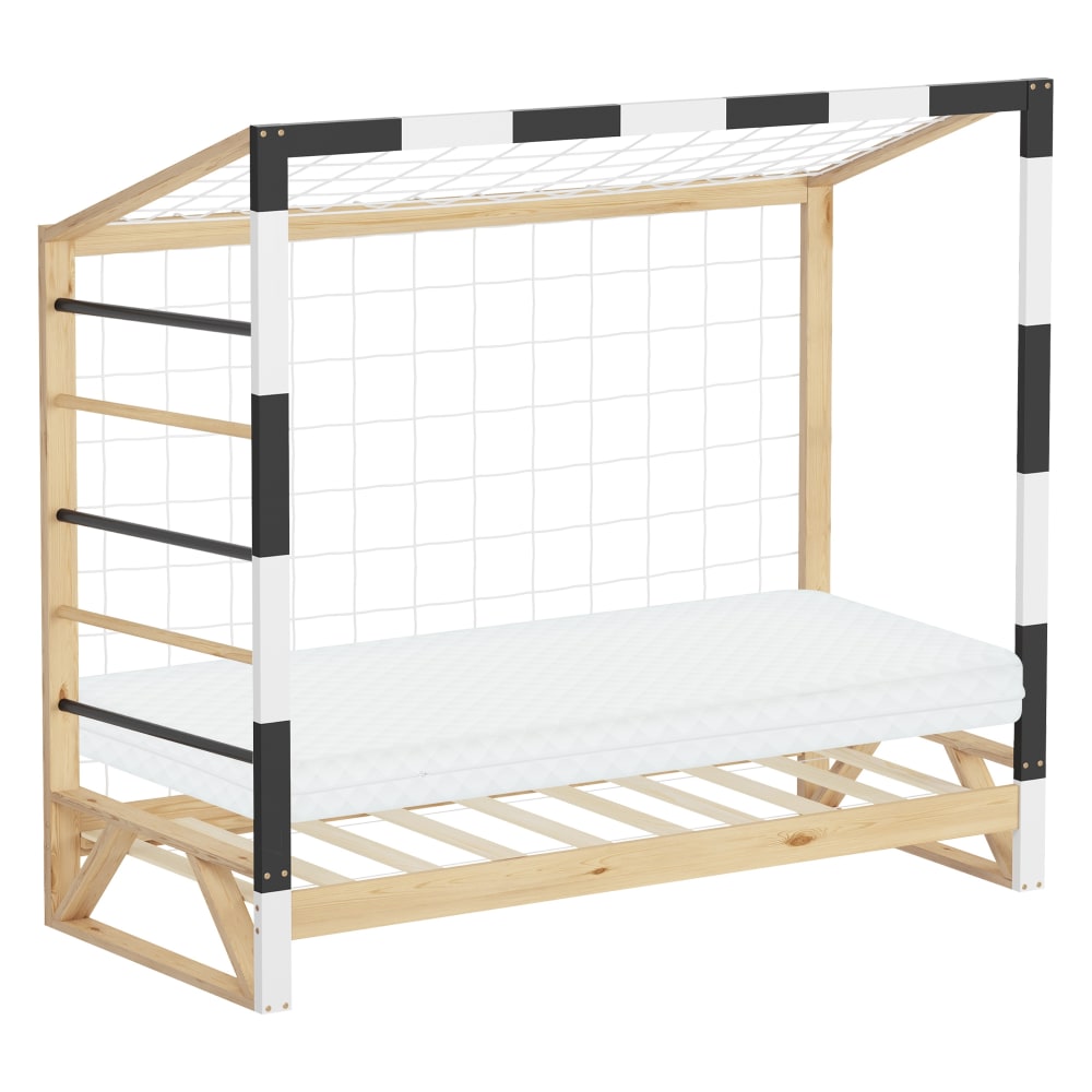 Lit enfant but de football 80x160 cm + matelas et échelle d'escalade