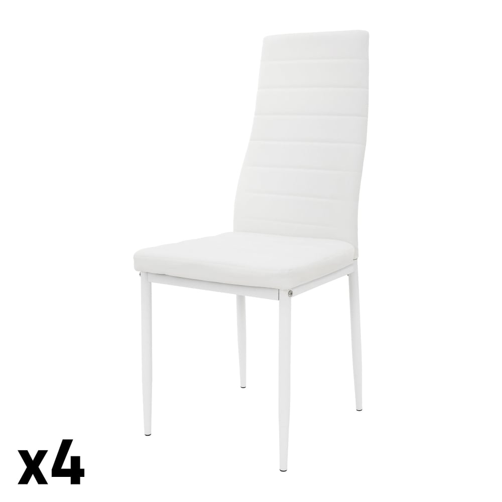 ML-Design Esszimmerstühle 4er Set aus Kunstleder Weiß Metallbeinen Weiß Webpelz