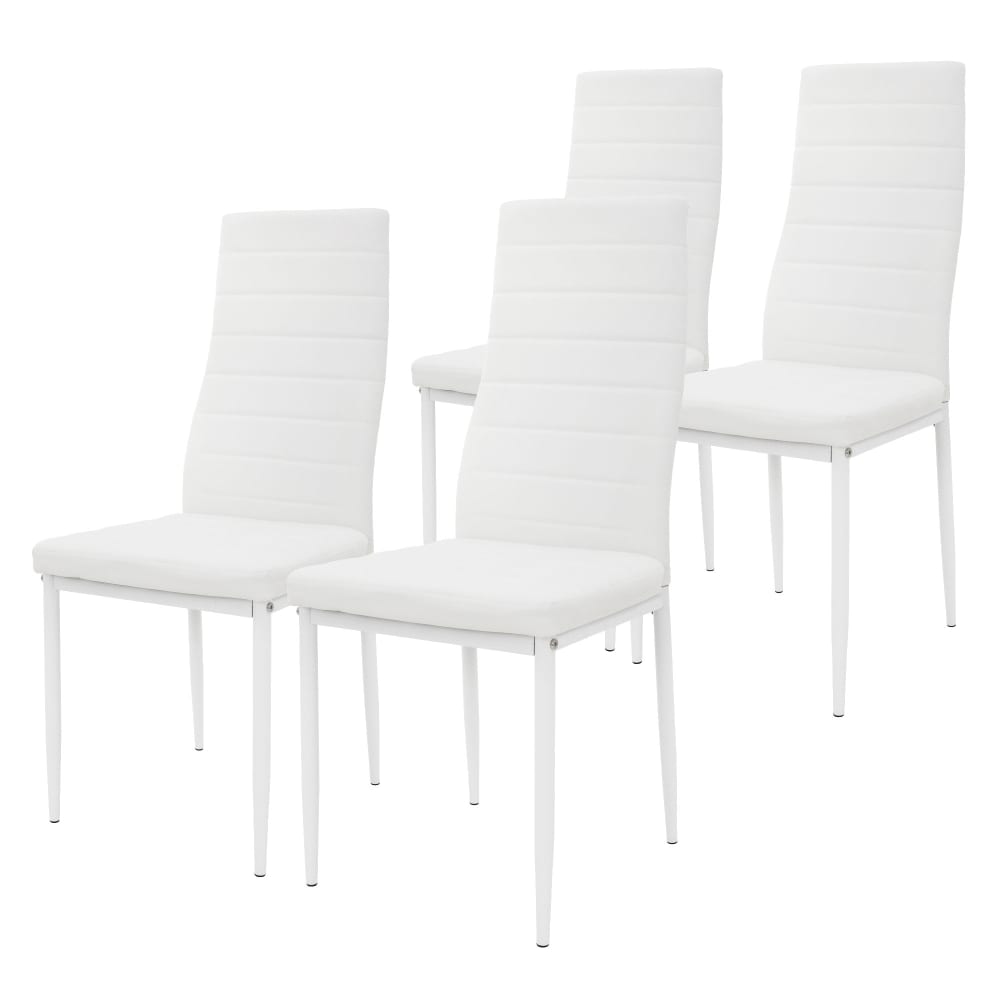 Esszimmerstühle 4er Set aus Kunstleder Weiß Metallbeinen -