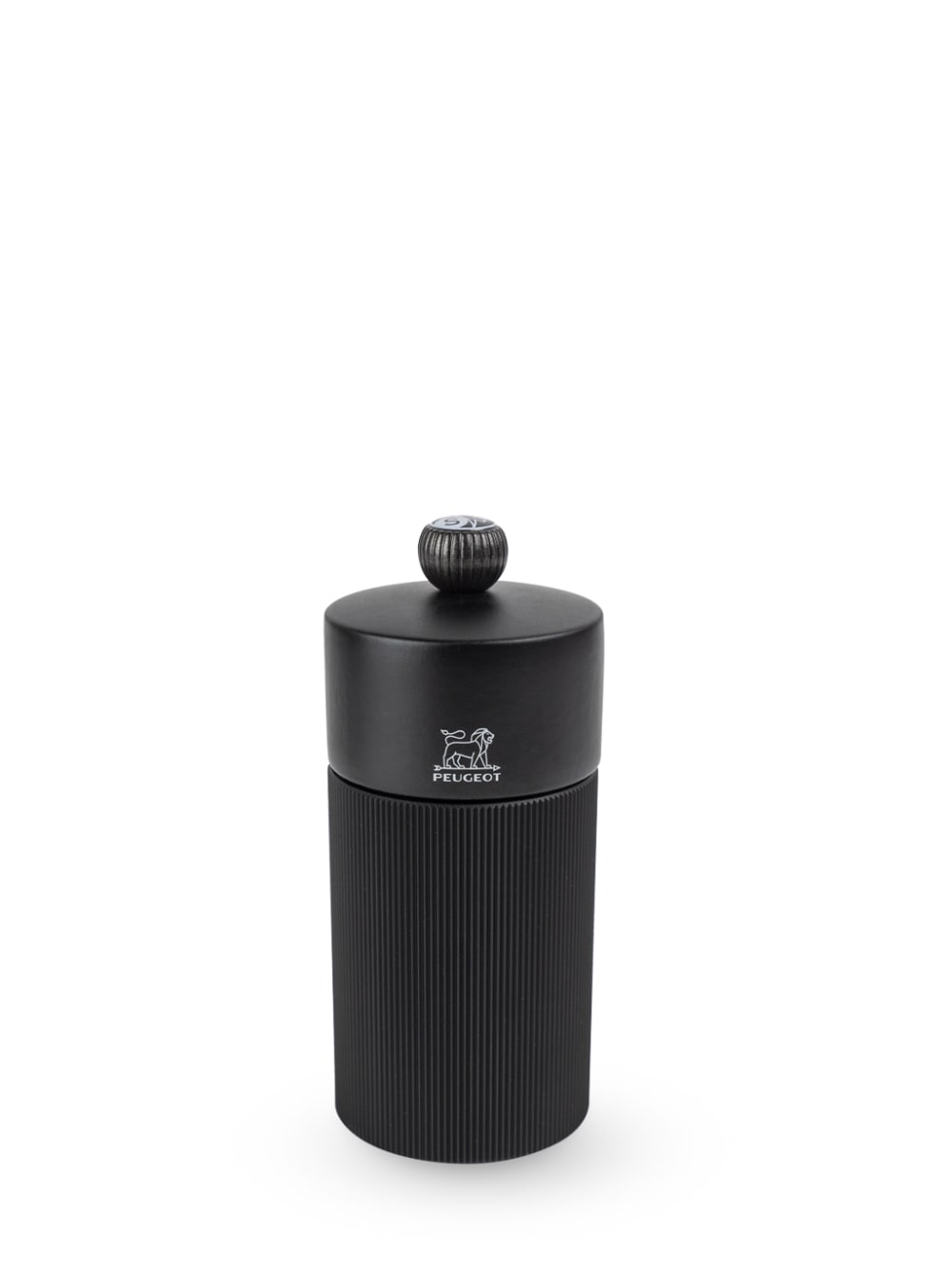 Line Moulin à sel manuel en bois et aluminium noir mat, 12 cm -