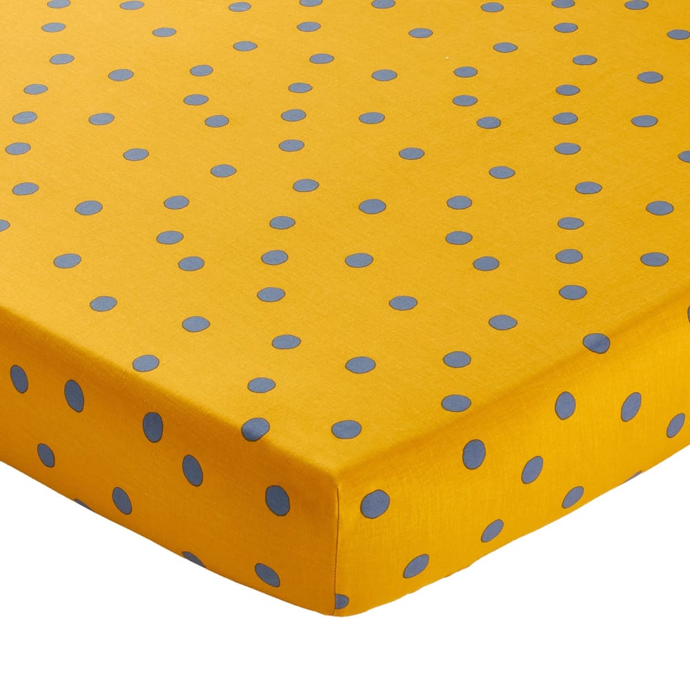 Drap-housse en coton jaune 140x190x28cm