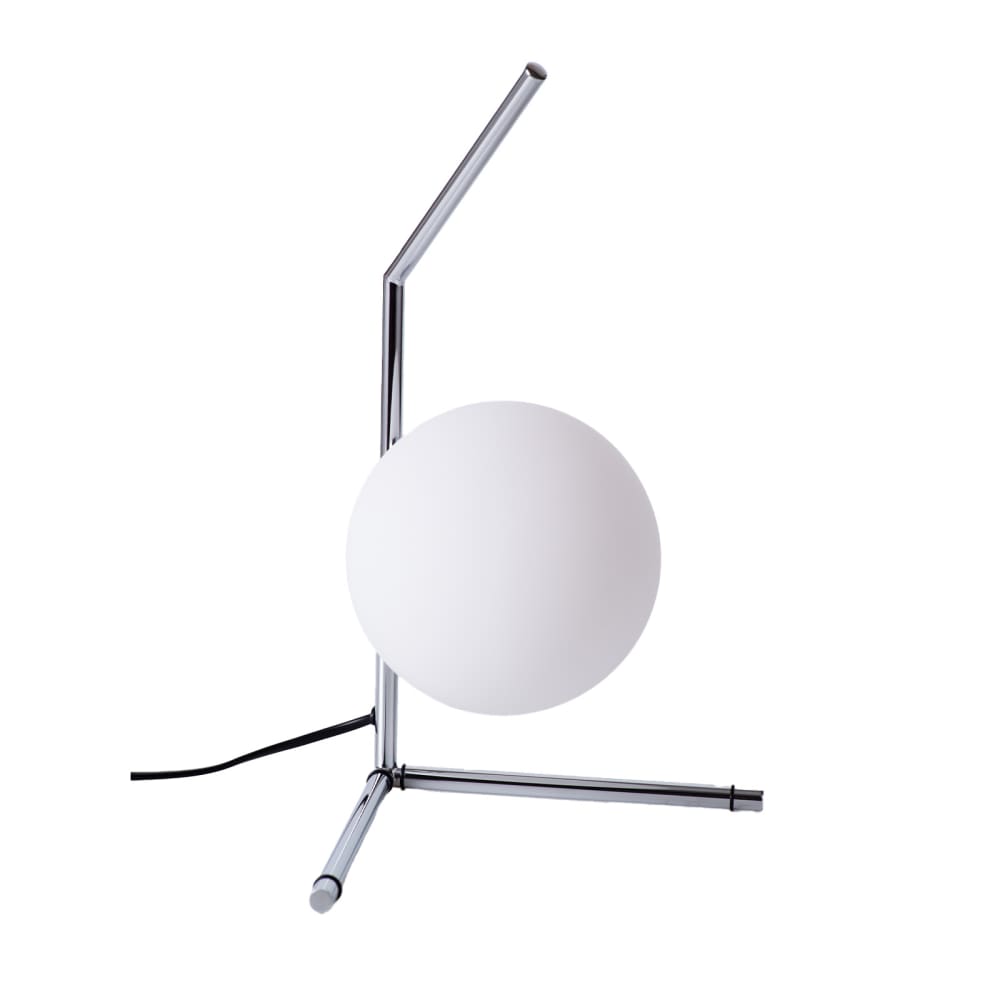 Lampe de table moderne globe en verre Ø15 cm, E27, chromée